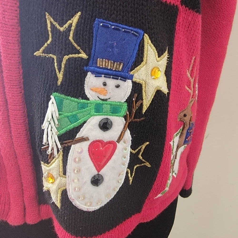 Tiara International Vintage Ugly Zip Up Cardigan  Sweater Size S/M - Picture 9 of 11